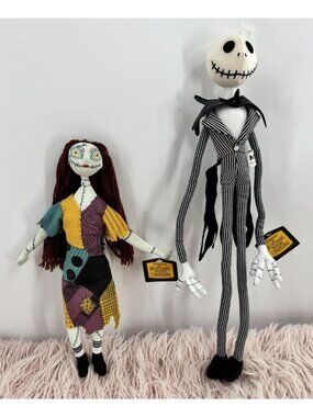 RARE 2004 NECA Jack Skellington and Sally Plush dolls Nightmare Before Christmas